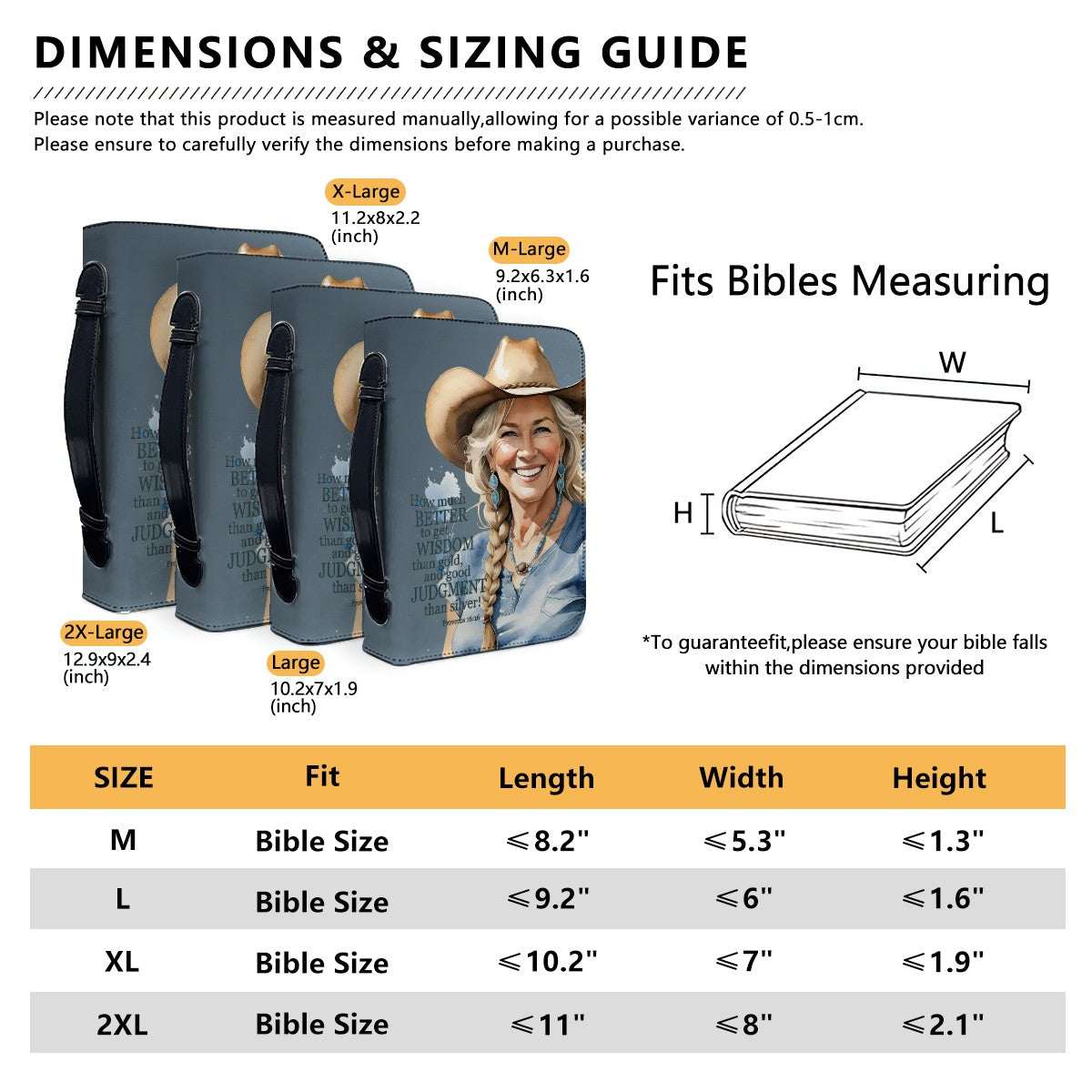 "Uplifted" Smiling Mature Cowgirl Faux Leather Imprinted Bible Cover - Blue (4 Sizes)