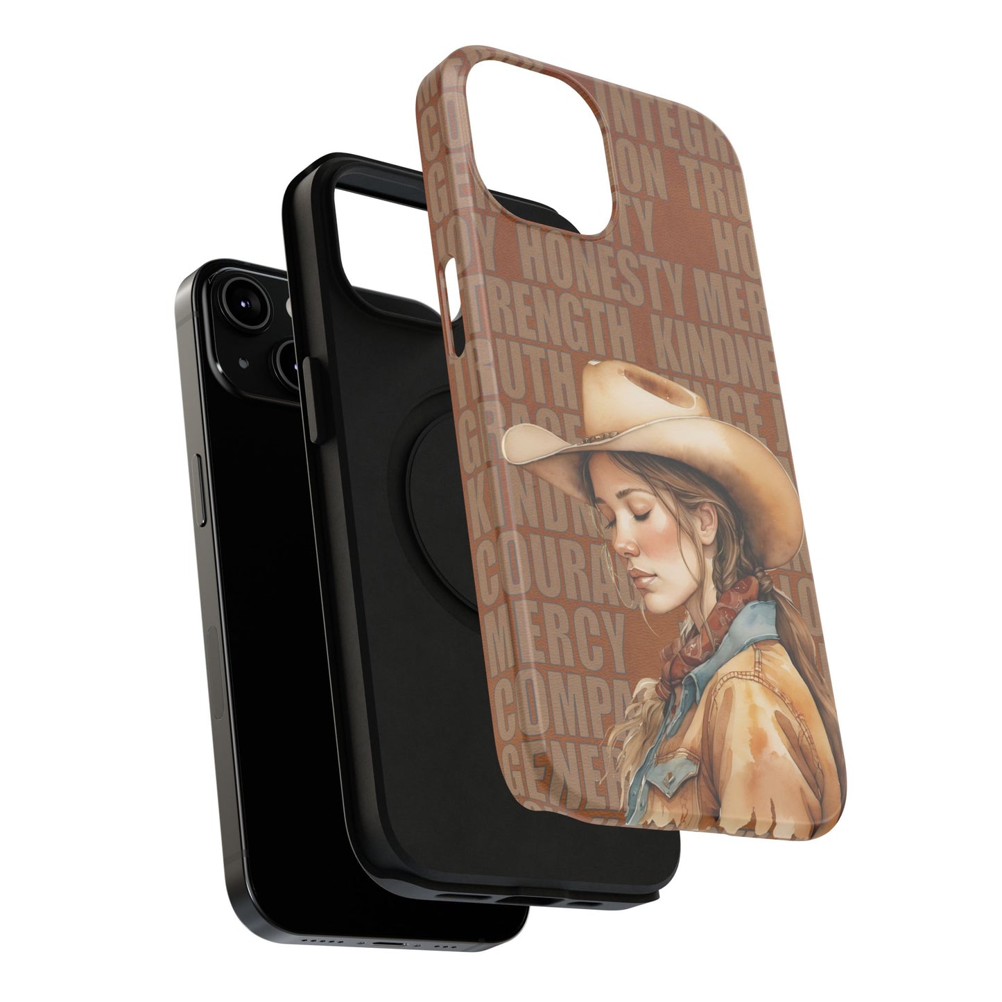 Watercolor Cowgirl Western Virtues Prayer Impact-Resistant Phone Cases