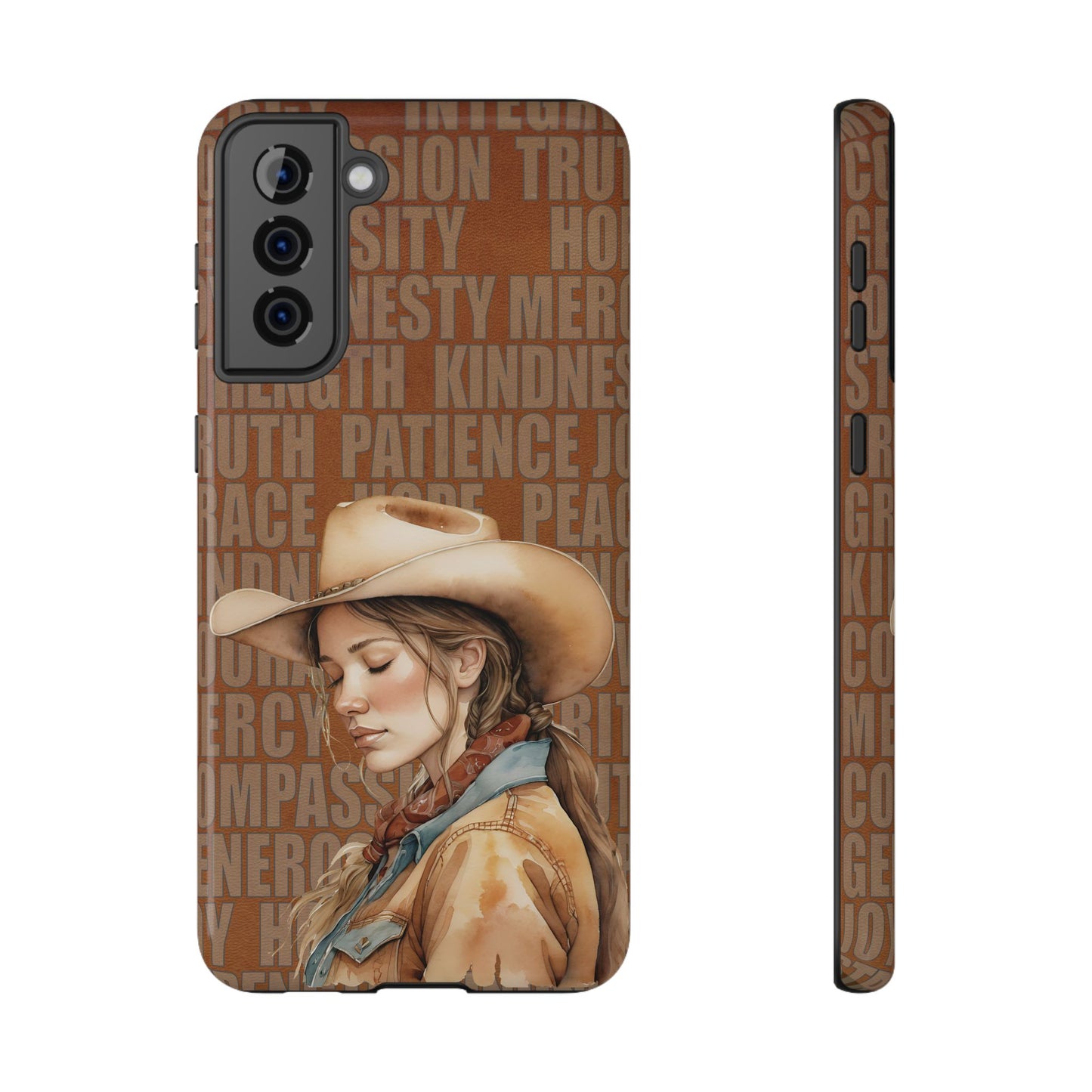 Watercolor Cowgirl Western Virtues Prayer Impact-Resistant Phone Cases