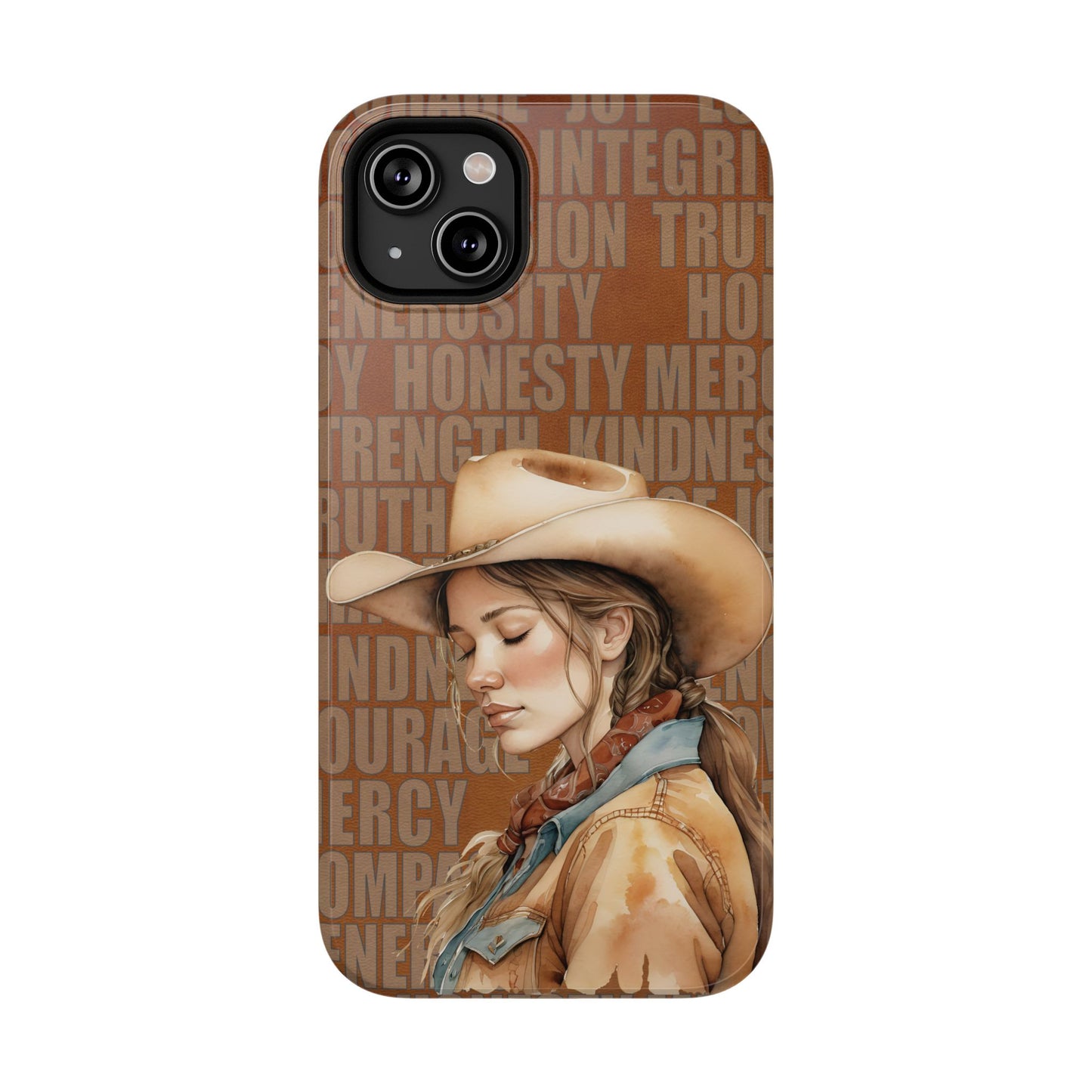 Watercolor Cowgirl Western Virtues Prayer Impact-Resistant Phone Cases