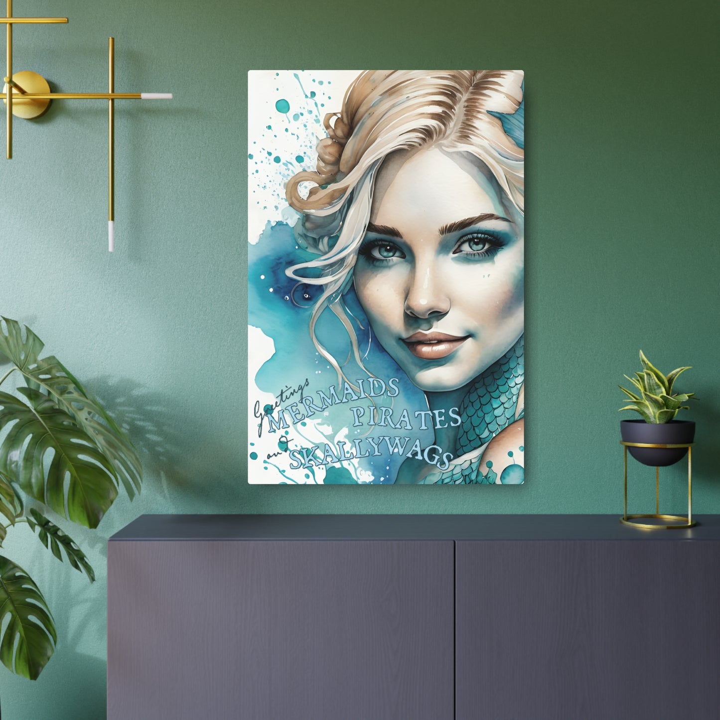 Metal Art Sign: Enchanting Mermaids, Pirates & Skallywags Decor