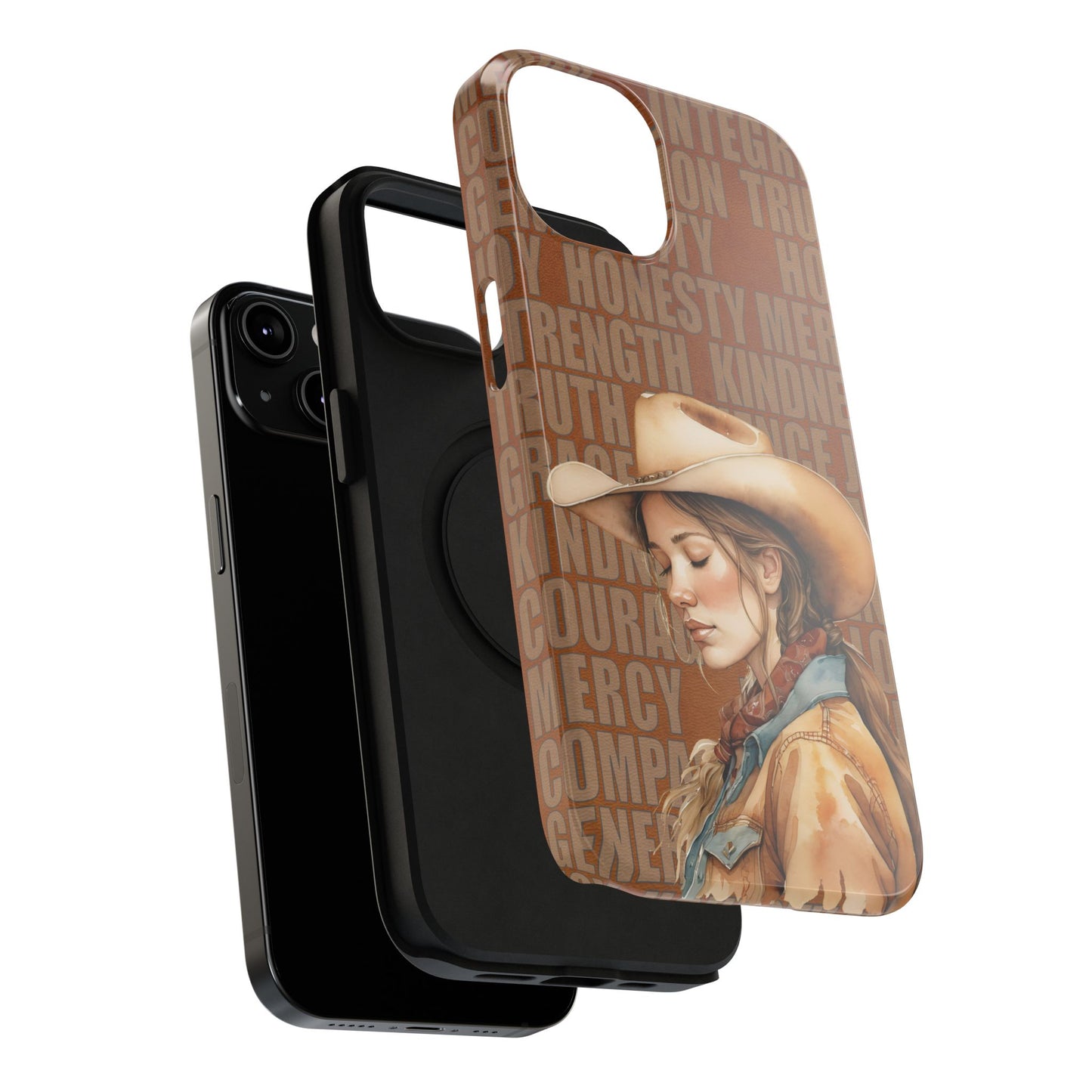 Watercolor Cowgirl Western Virtues Prayer Impact-Resistant Phone Cases