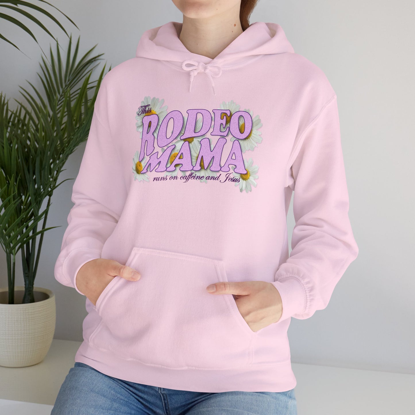 This Rodeo Mama Runs on Caffeine and Jesus - Heavy Blend Hoodie – 6 Color Options - Small to 5XL