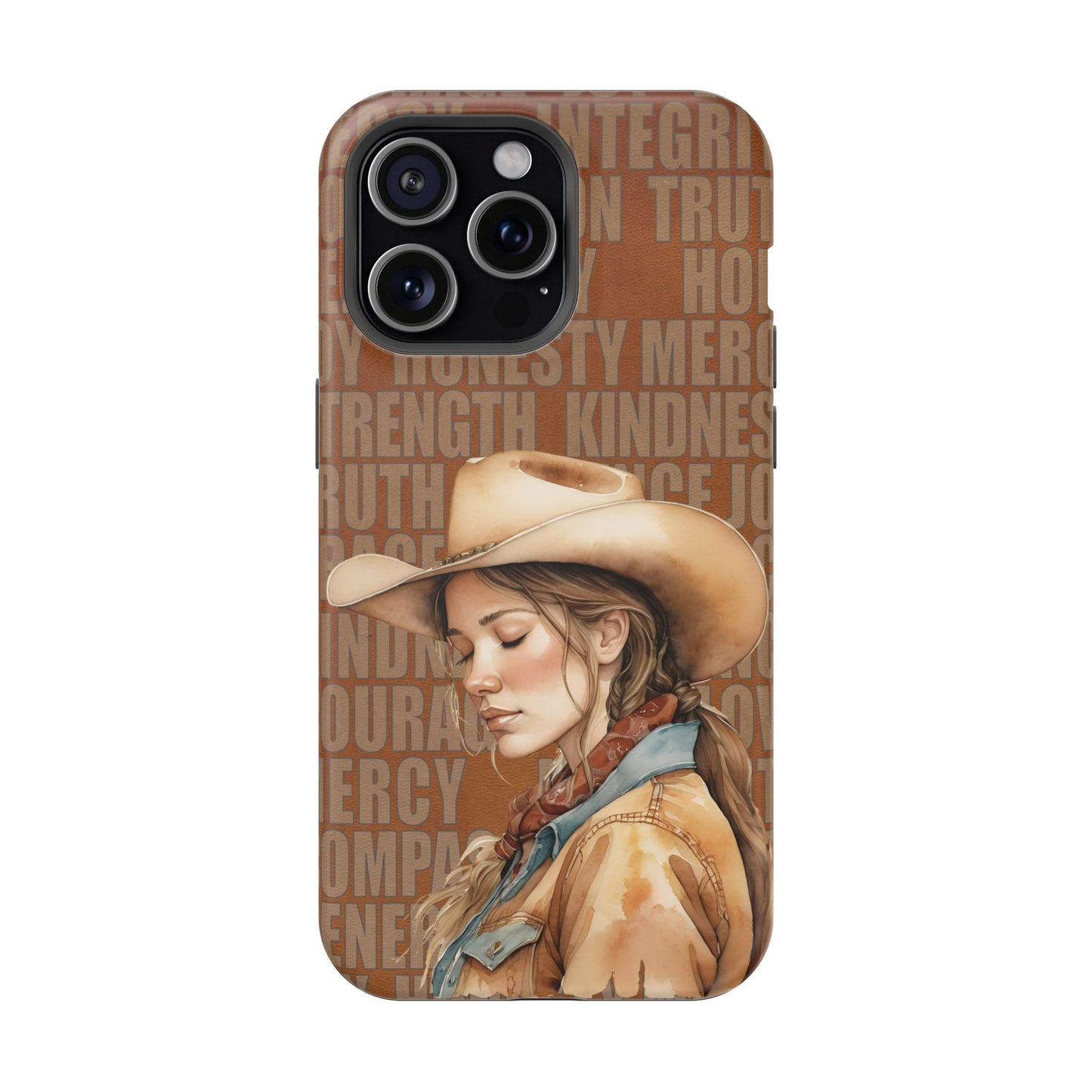 Watercolor Cowgirl Western Virtues Prayer Impact-Resistant Phone Cases
