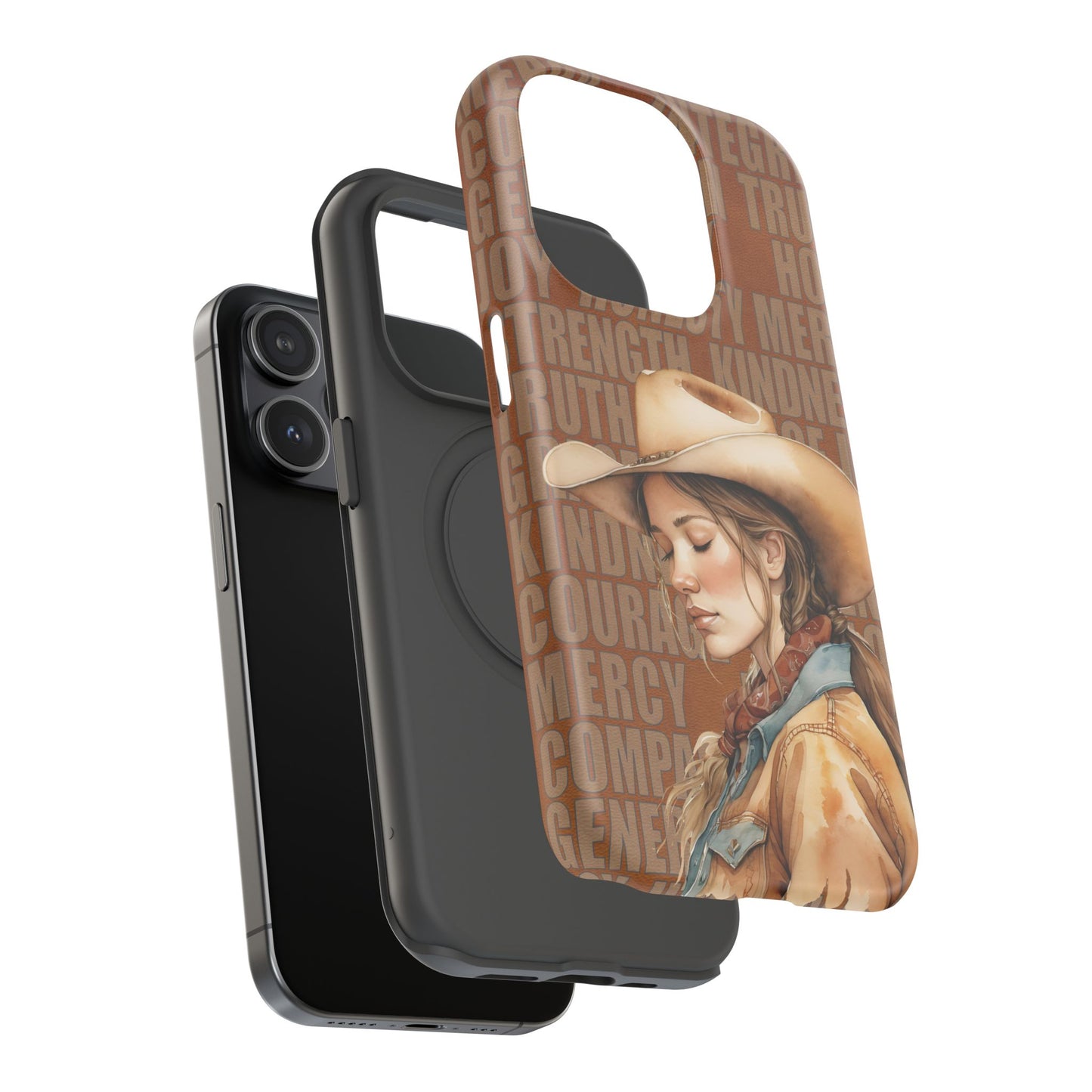 Watercolor Cowgirl Western Virtues Prayer Impact-Resistant Phone Cases