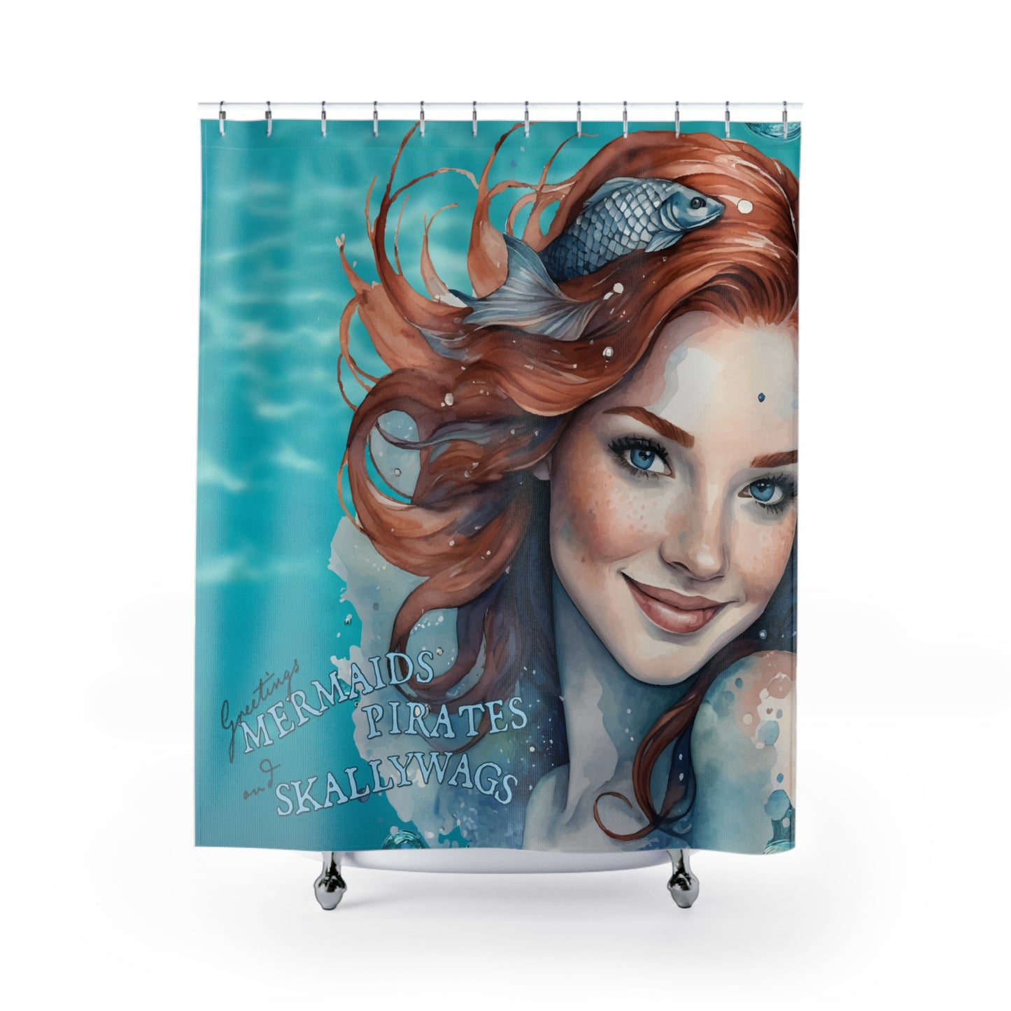 Mermaid-Themed Shower Curtain - Nautical Elegance for Bathroom Decor