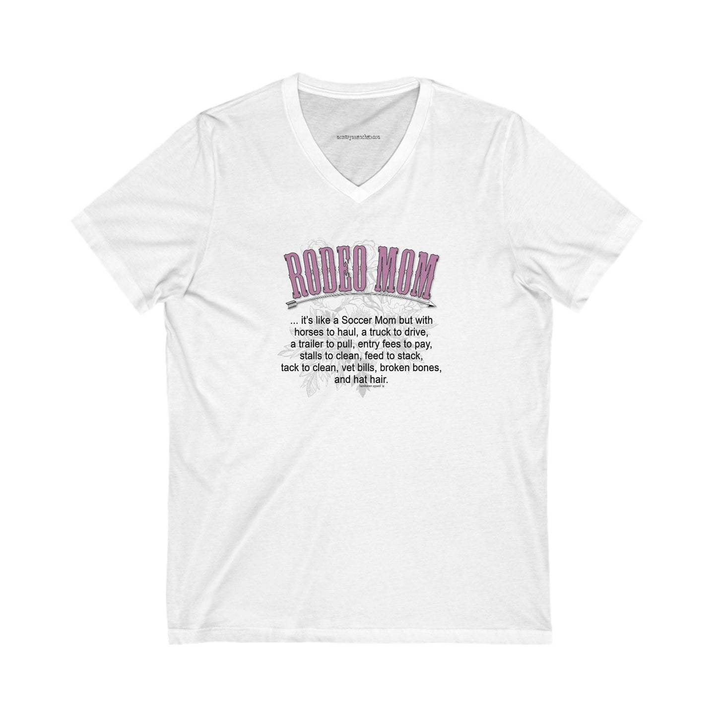 Rodeo Mom V-Neck Tee – 3 Neutral Color Options - SM to 2XL
