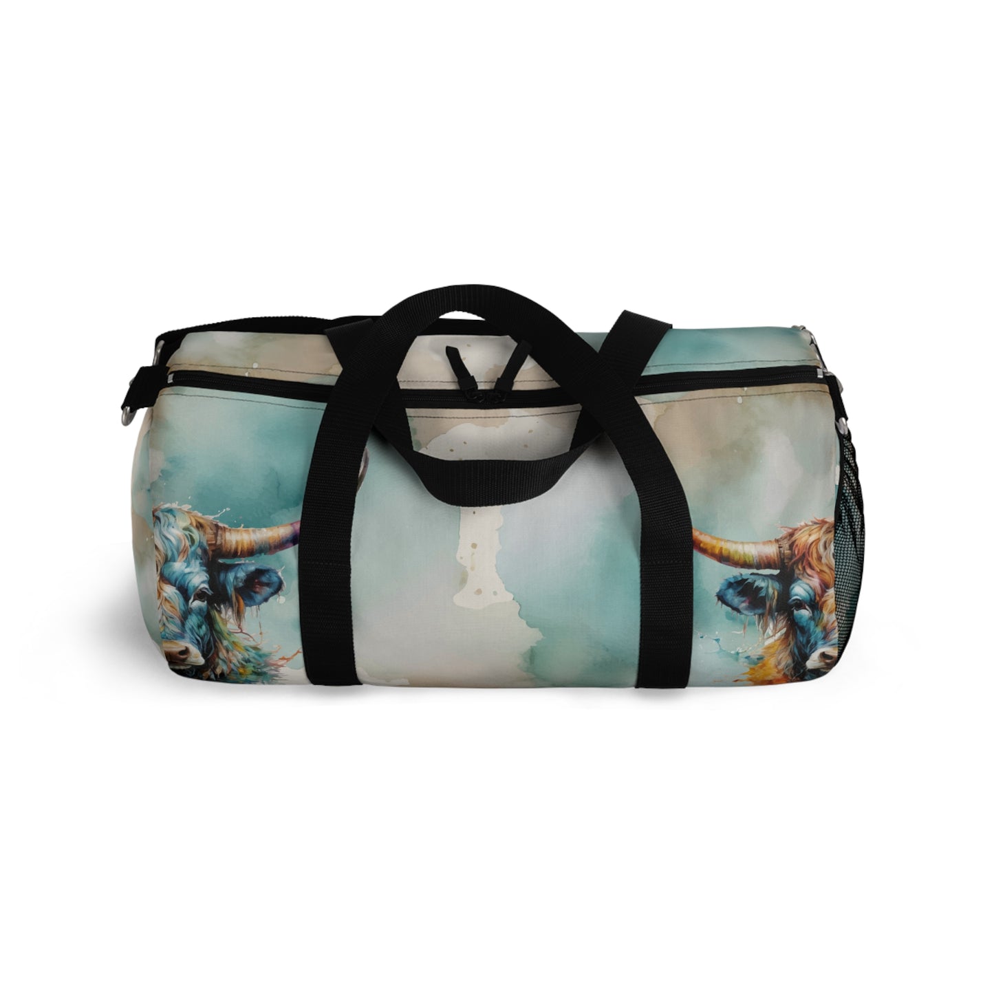 Barnburner Watercolor Wash with Colorful Steer Head Duffel Bag - 2 Sizes