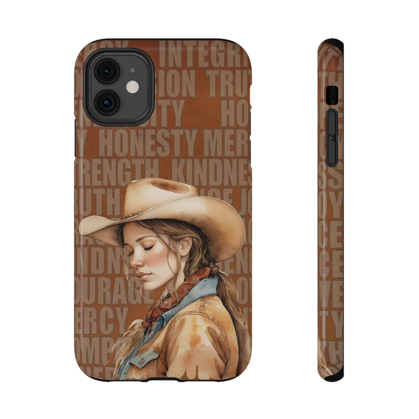 Watercolor Cowgirl Western Virtues Prayer Impact-Resistant Phone Cases