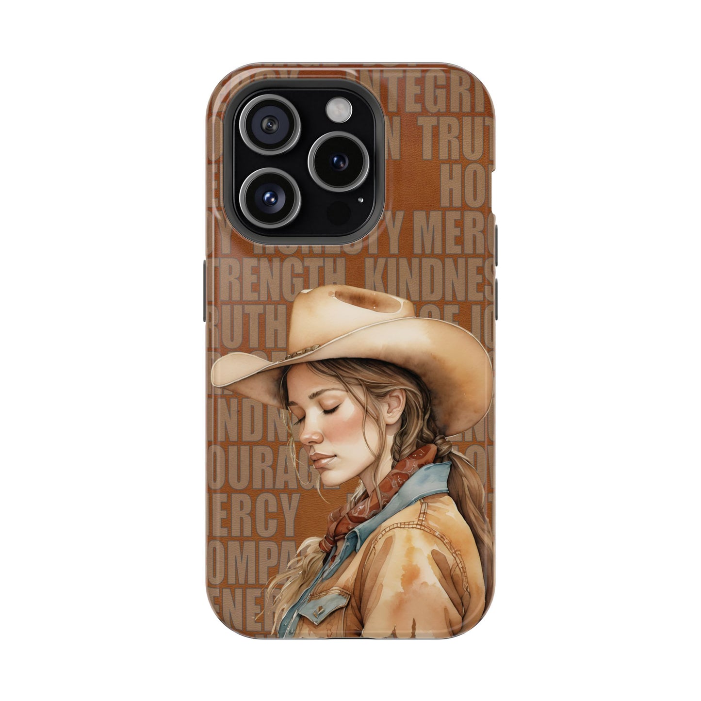 Watercolor Cowgirl Western Virtues Prayer Impact-Resistant Phone Cases
