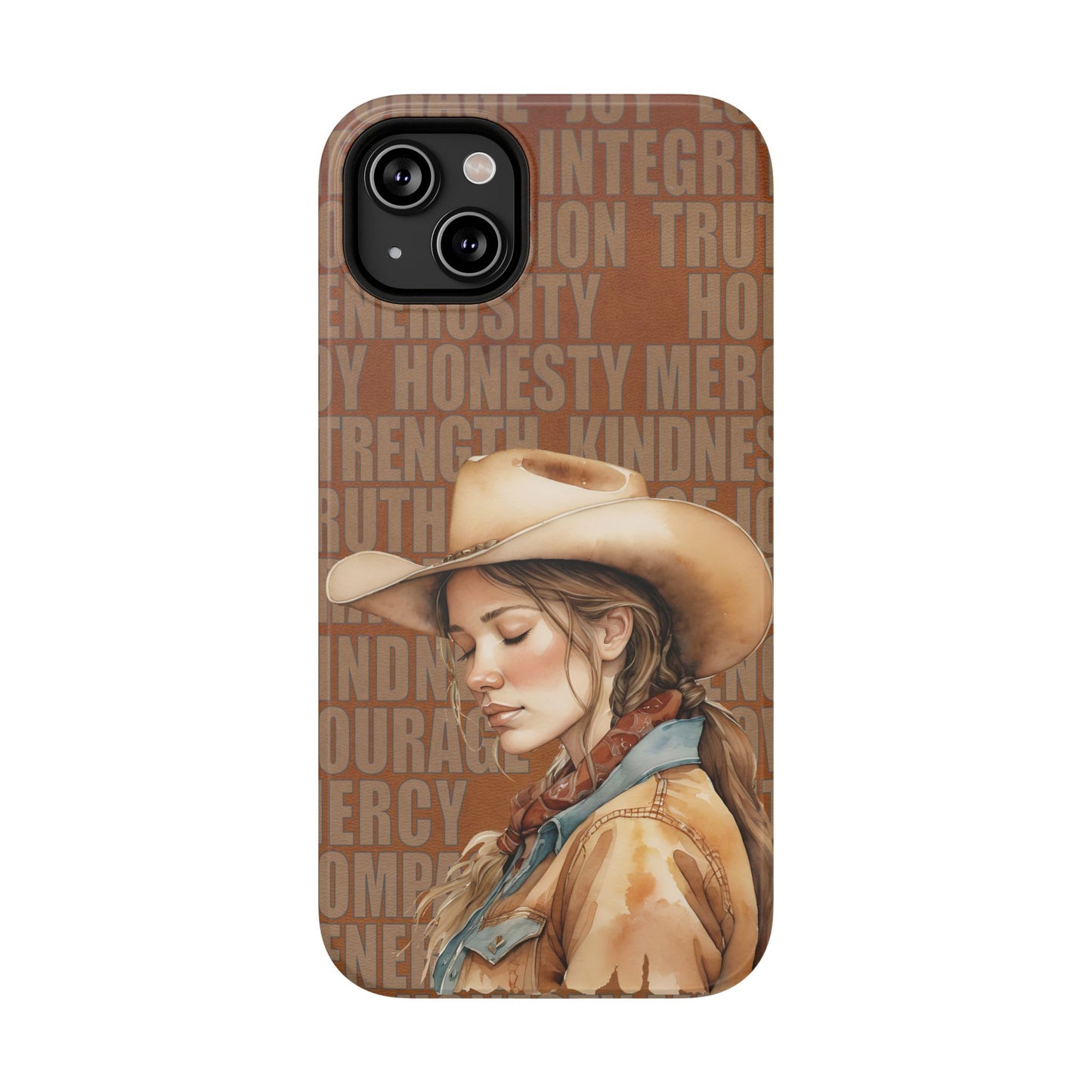 Watercolor Cowgirl Western Virtues Prayer Impact-Resistant Phone Cases