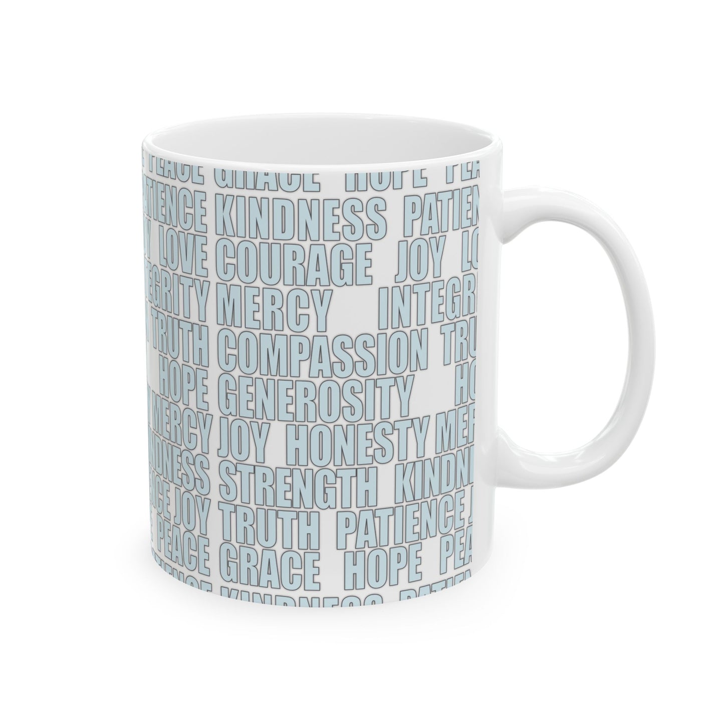 Joyful Young Blond Cowgirl and Positive Words White Ceramic Mug, (11oz or 15oz)