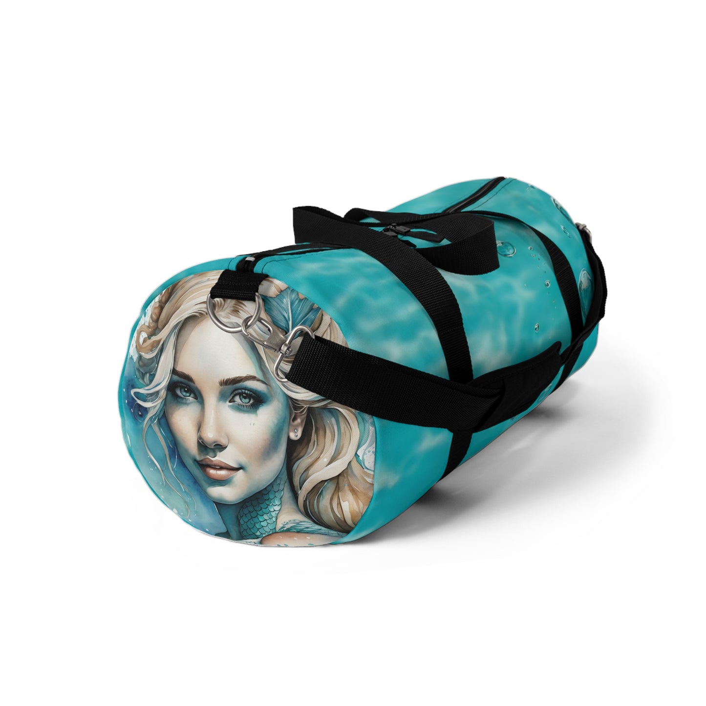 Vibrant Aqua Water and Air Bubbles Mermaid Duffel Bag - Perfect for Travel & Fitness