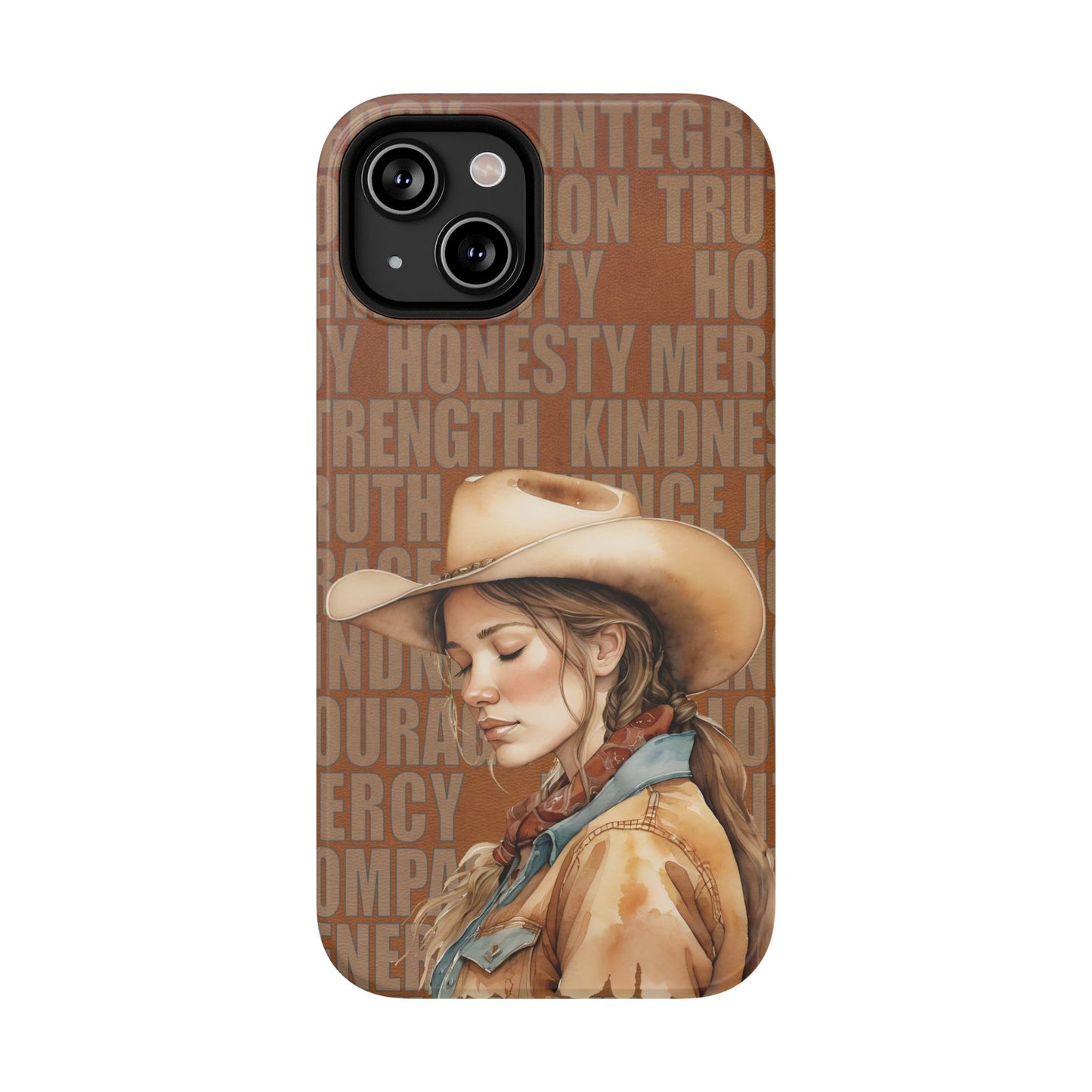 Watercolor Cowgirl Western Virtues Prayer Impact-Resistant Phone Cases