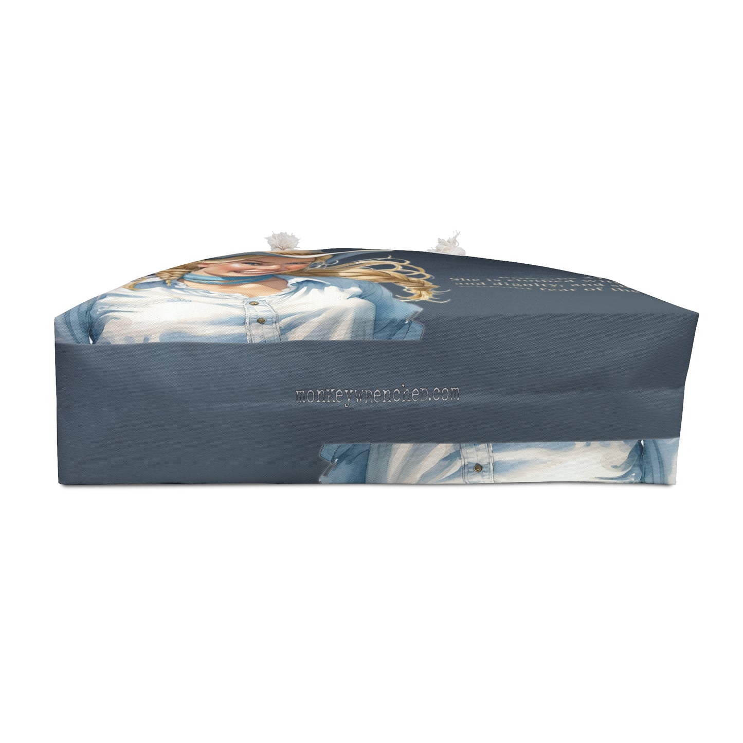 Uplifted Christian Blond Cowgirl Bible Verse Weekender Bag - Proverbs 31:25