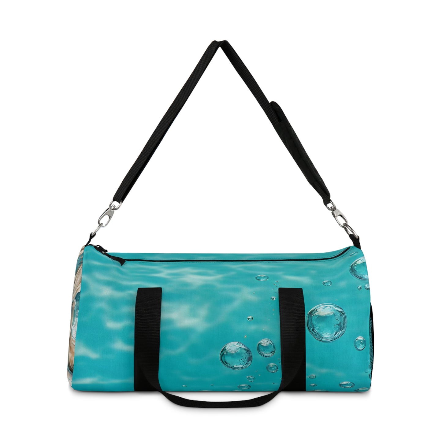 Vibrant Aqua Water and Air Bubbles Mermaid Duffel Bag - Perfect for Travel & Fitness