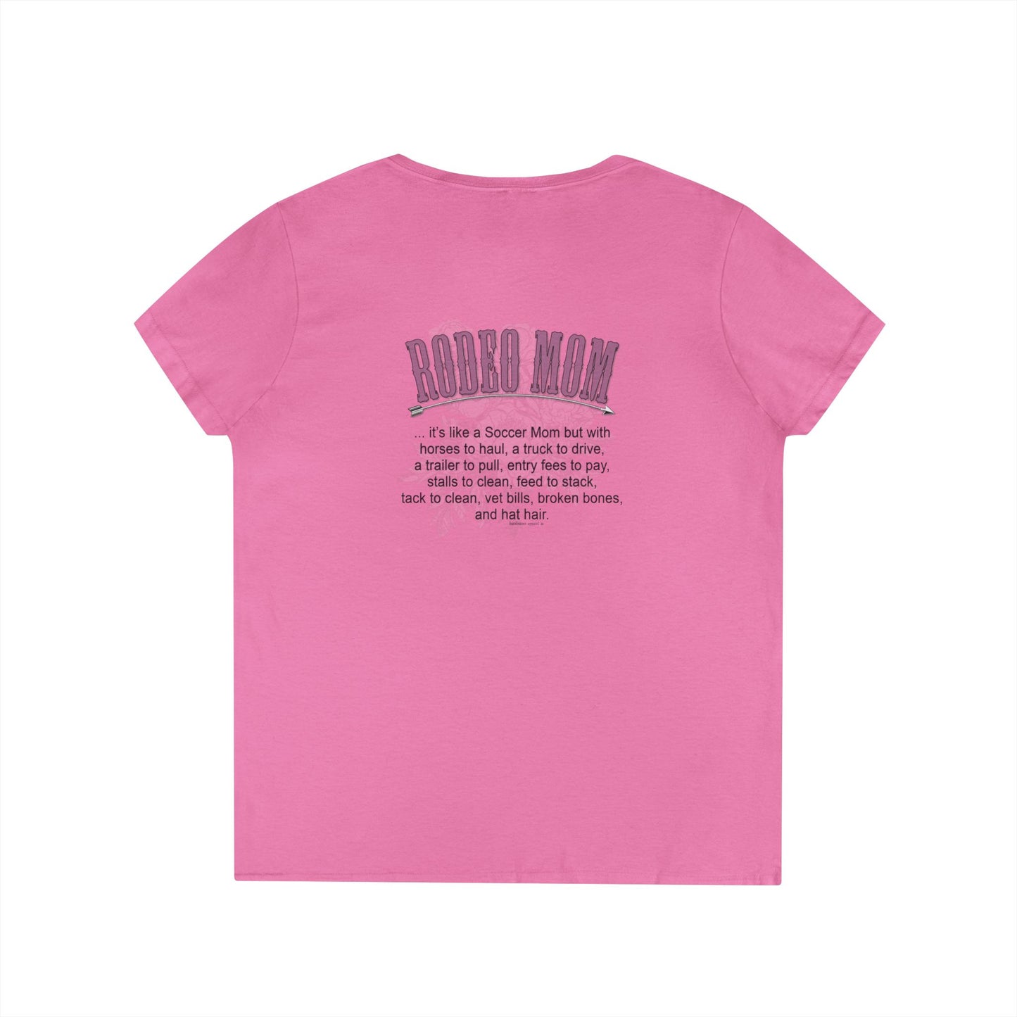 Rodeo Mom (Back Print) V-Neck T-Shirt - 3 Color Options - SM to 2XL