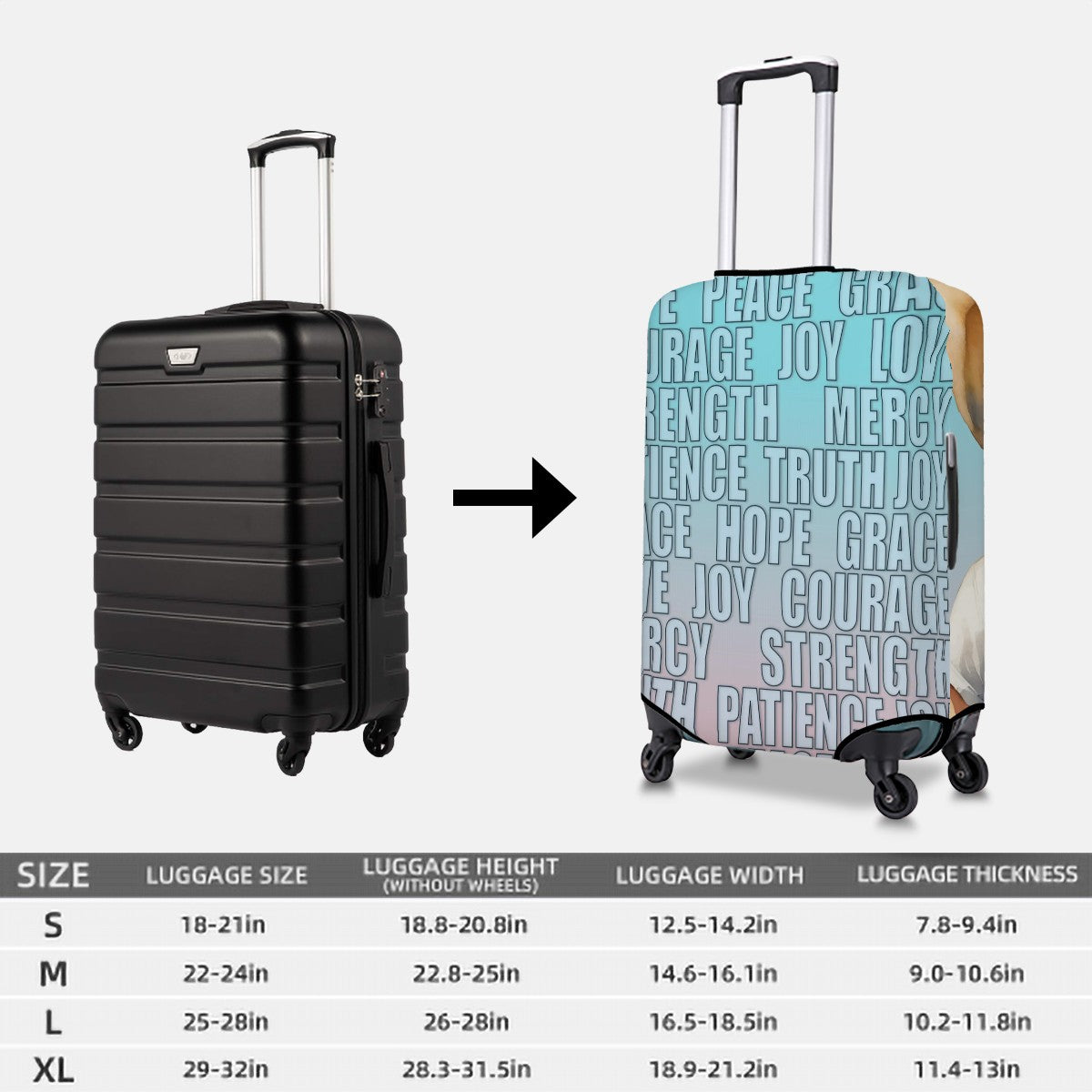 "Uplifted" Cowgirl Proverbs 31:25 Bible Verse Cowgirl Luggage Covers - S, M, L