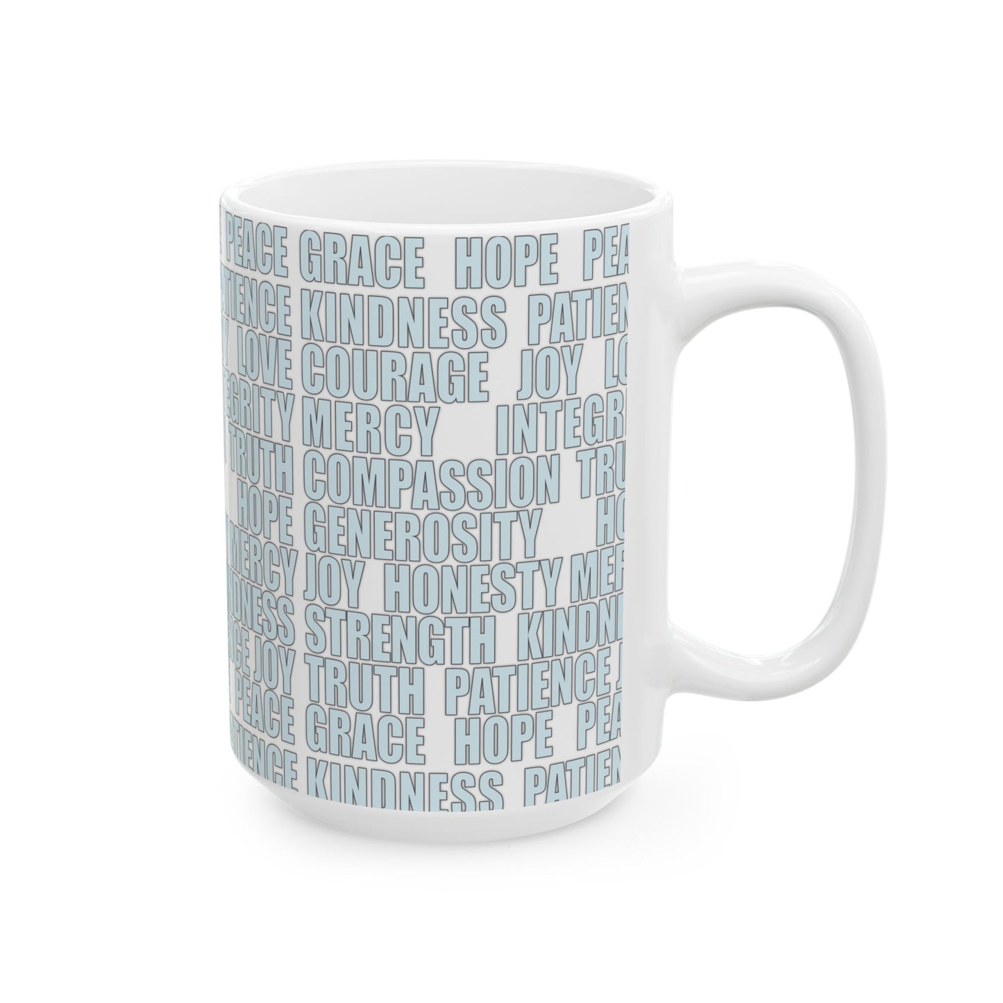 Joyful Young Blond Cowgirl and Positive Words White Ceramic Mug, (11oz or 15oz)