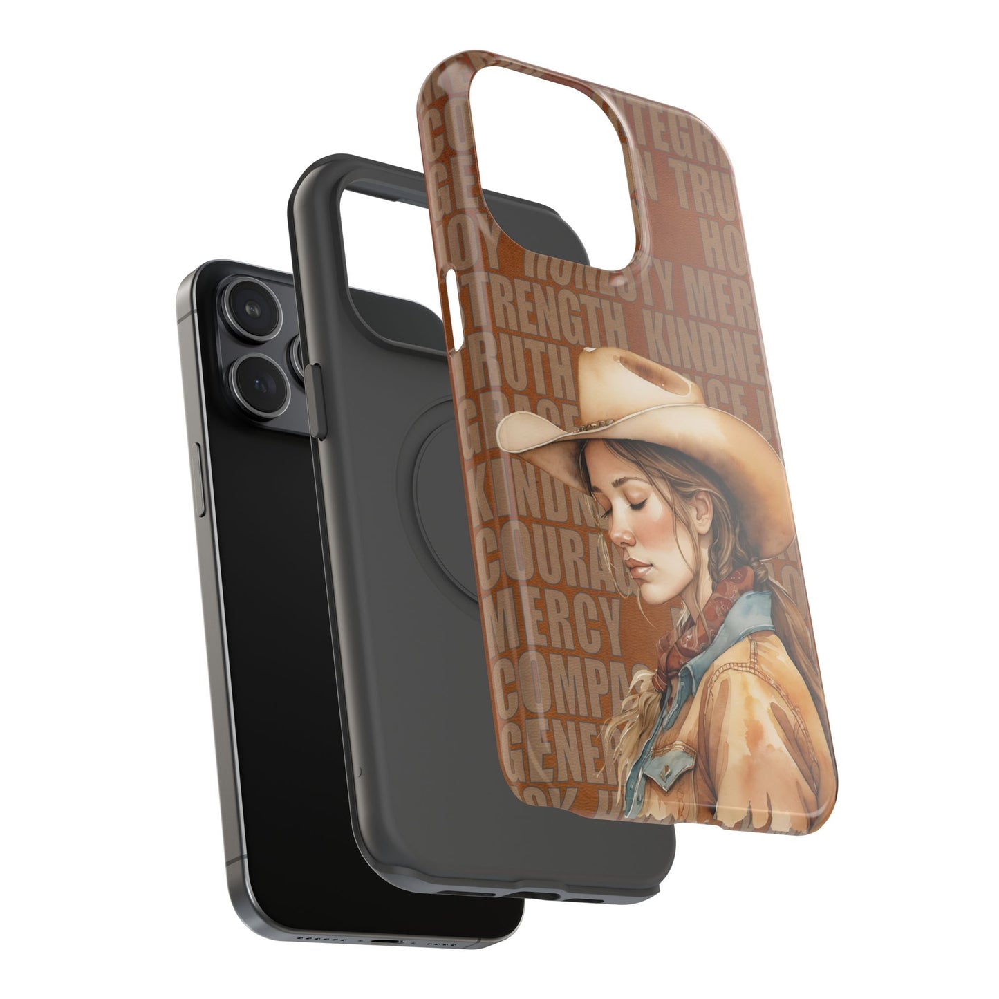 Watercolor Cowgirl Western Virtues Prayer Impact-Resistant Phone Cases