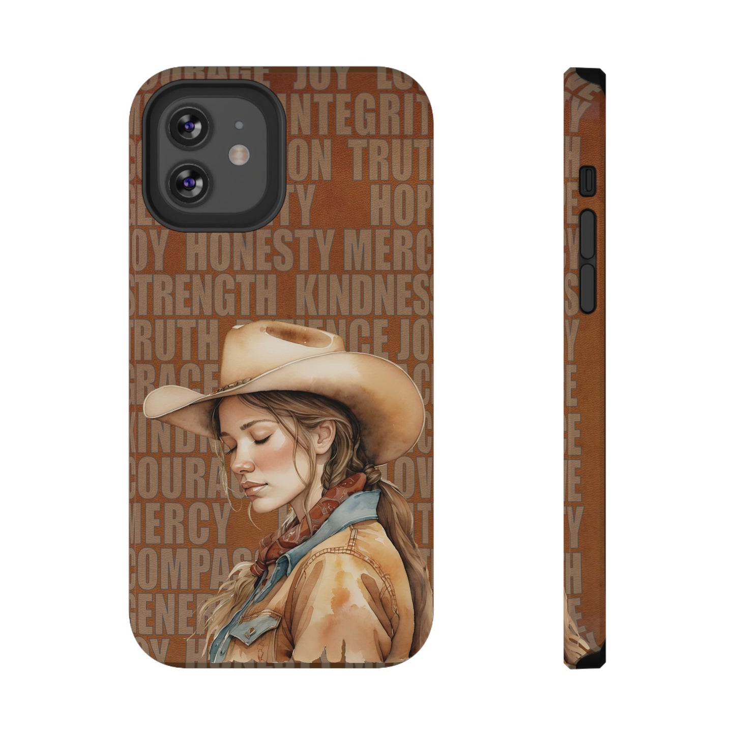 Watercolor Cowgirl Western Virtues Prayer Impact-Resistant Phone Cases
