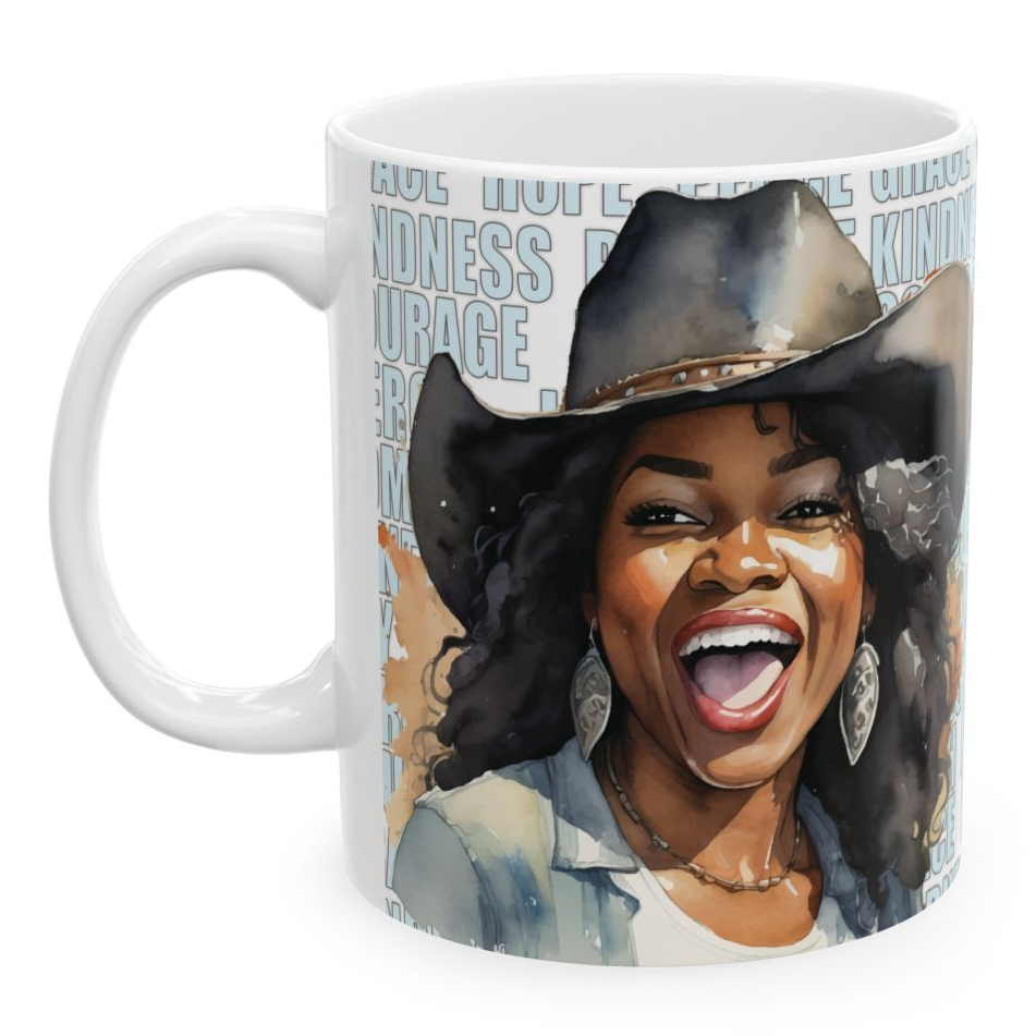 13 Options! Iconic Cowgirls with Positive Motivational Words White Ceramic Mug - 11 oz. or 15 oz.
