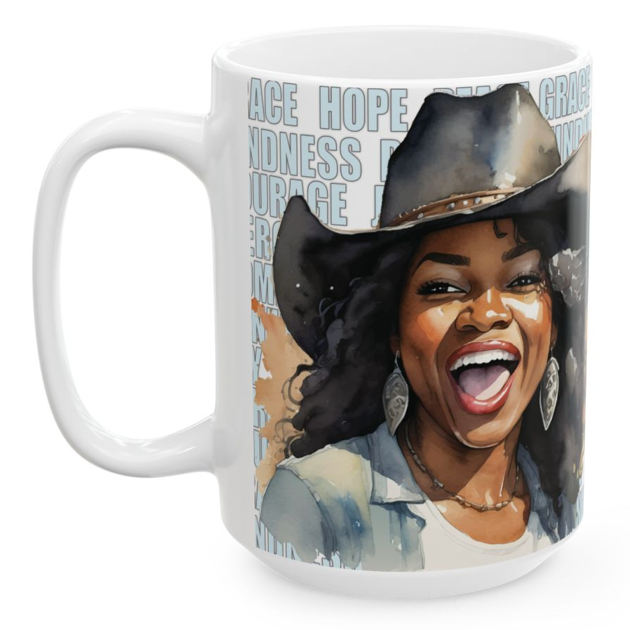 13 Options! Iconic Cowgirls with Positive Motivational Words White Ceramic Mug - 11 oz. or 15 oz.