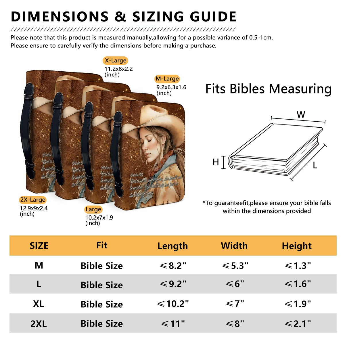 "Uplifted" Prayerful Cowgirl Proverbs 46:5 Pebble Brown Leather-Print Bible Cover - 4 Sizes Available