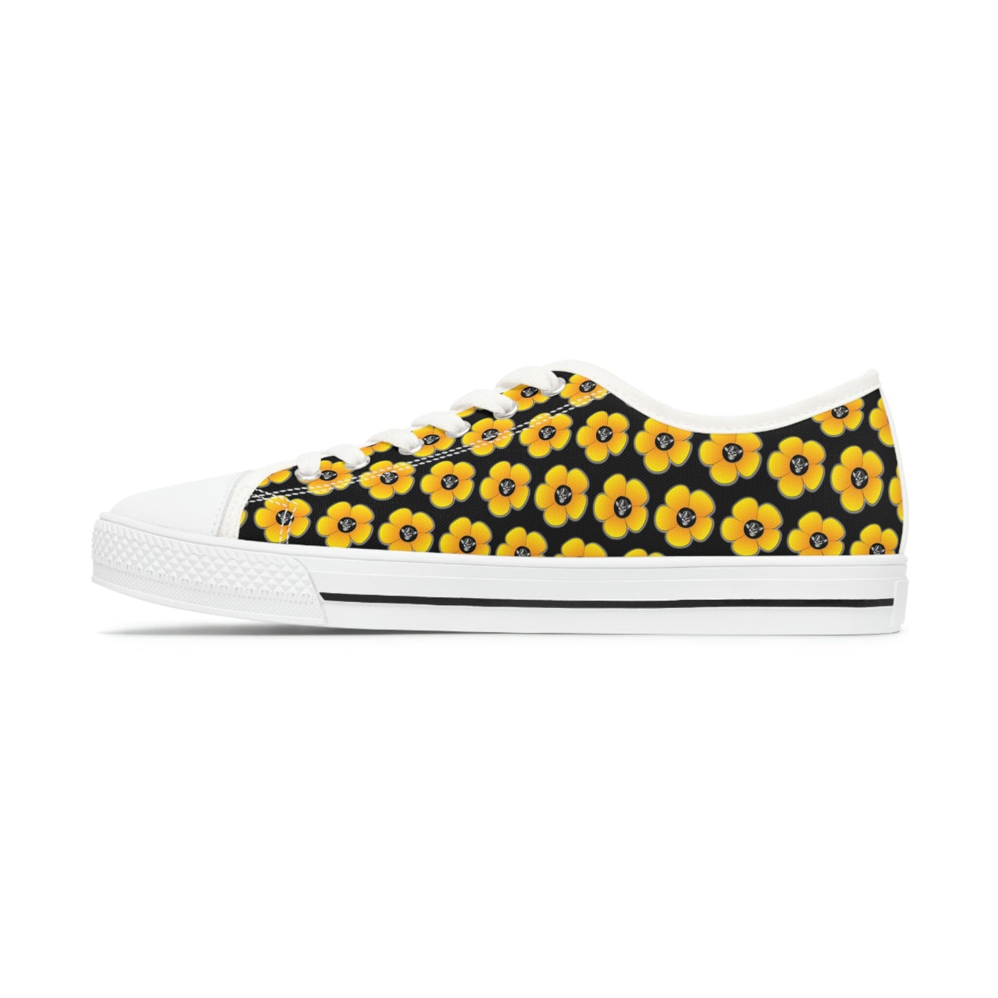 SkullDaisy Women's Low Top Sneakers - Black & Yellow