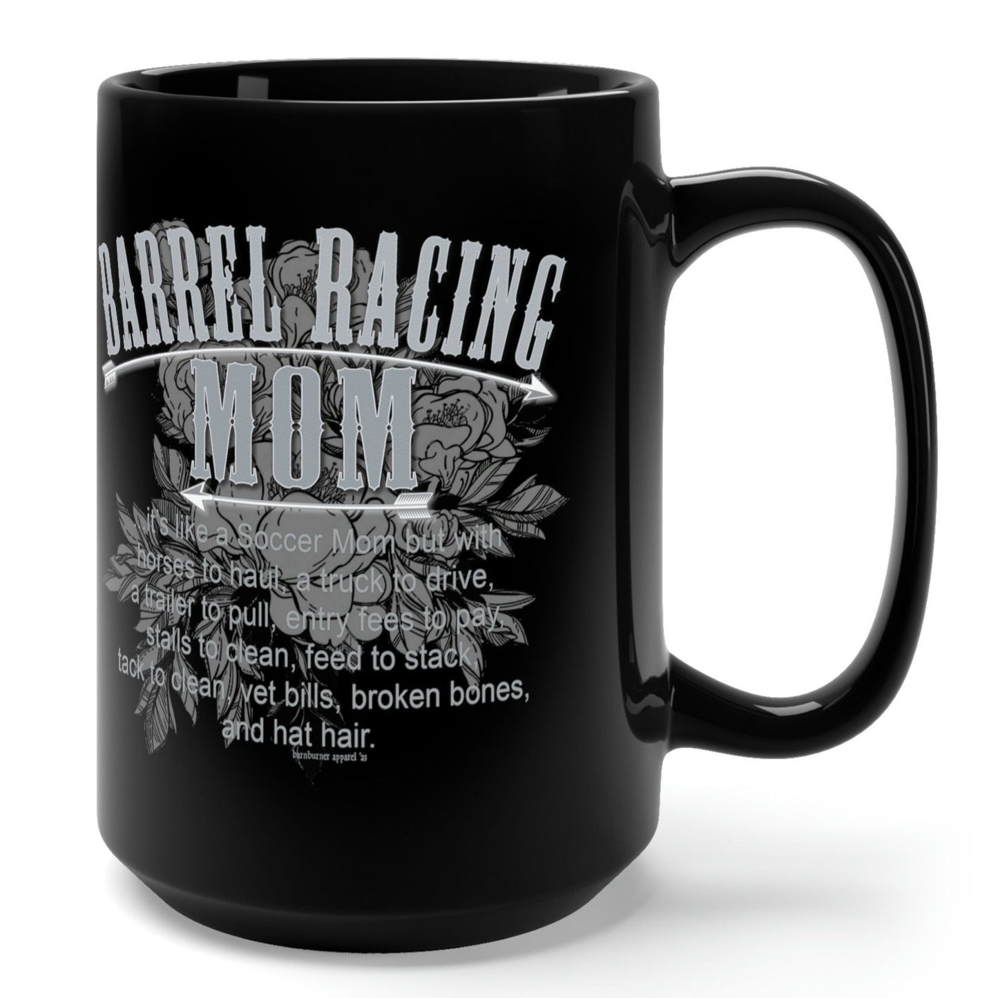 Barrel Racing Mom Black Ceramic Mug - 15 oz.