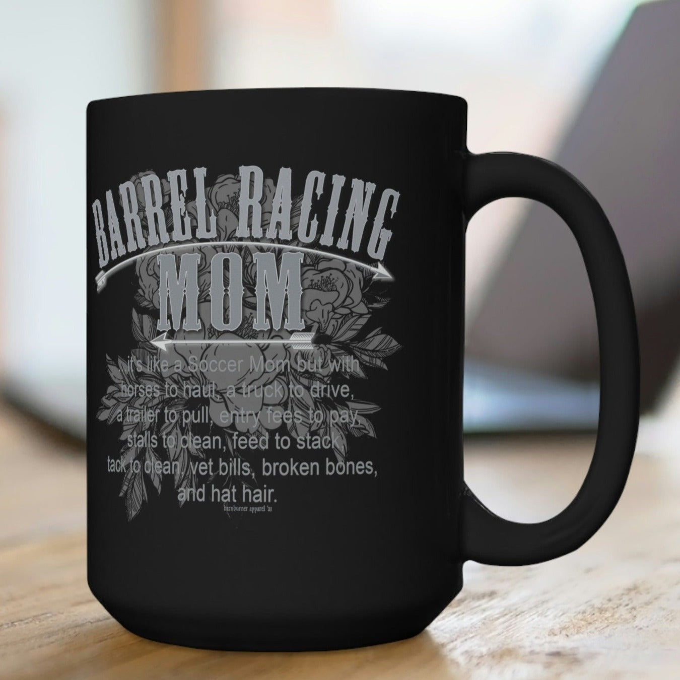 Barrel Racing Mom Black Ceramic Mug - 15 oz.