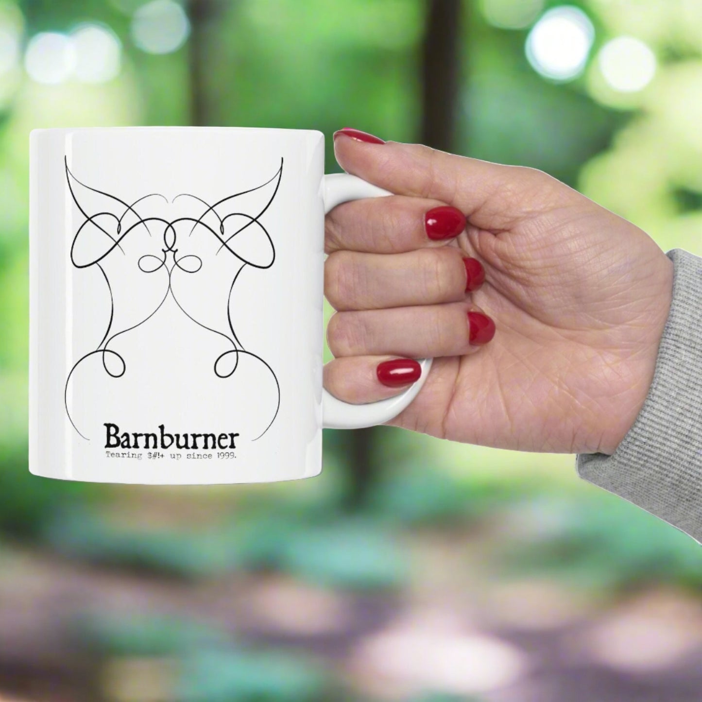 Barnburner Logo Divine Bovine White 11 oz. Ceramic Mug
