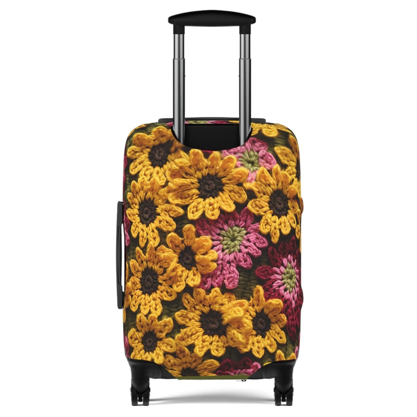 Carry-on Crochet Daisies Boho Afghan Stretch & Zip Luggage Cover - Fits 20" x 14"