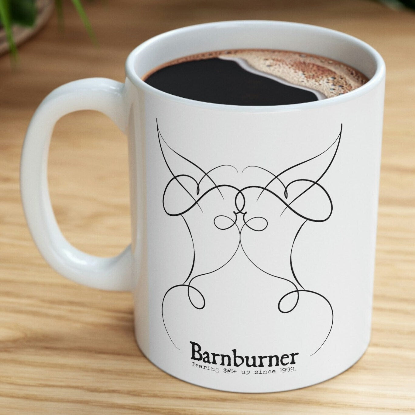 Barnburner Logo Divine Bovine White 11 oz. Ceramic Mug