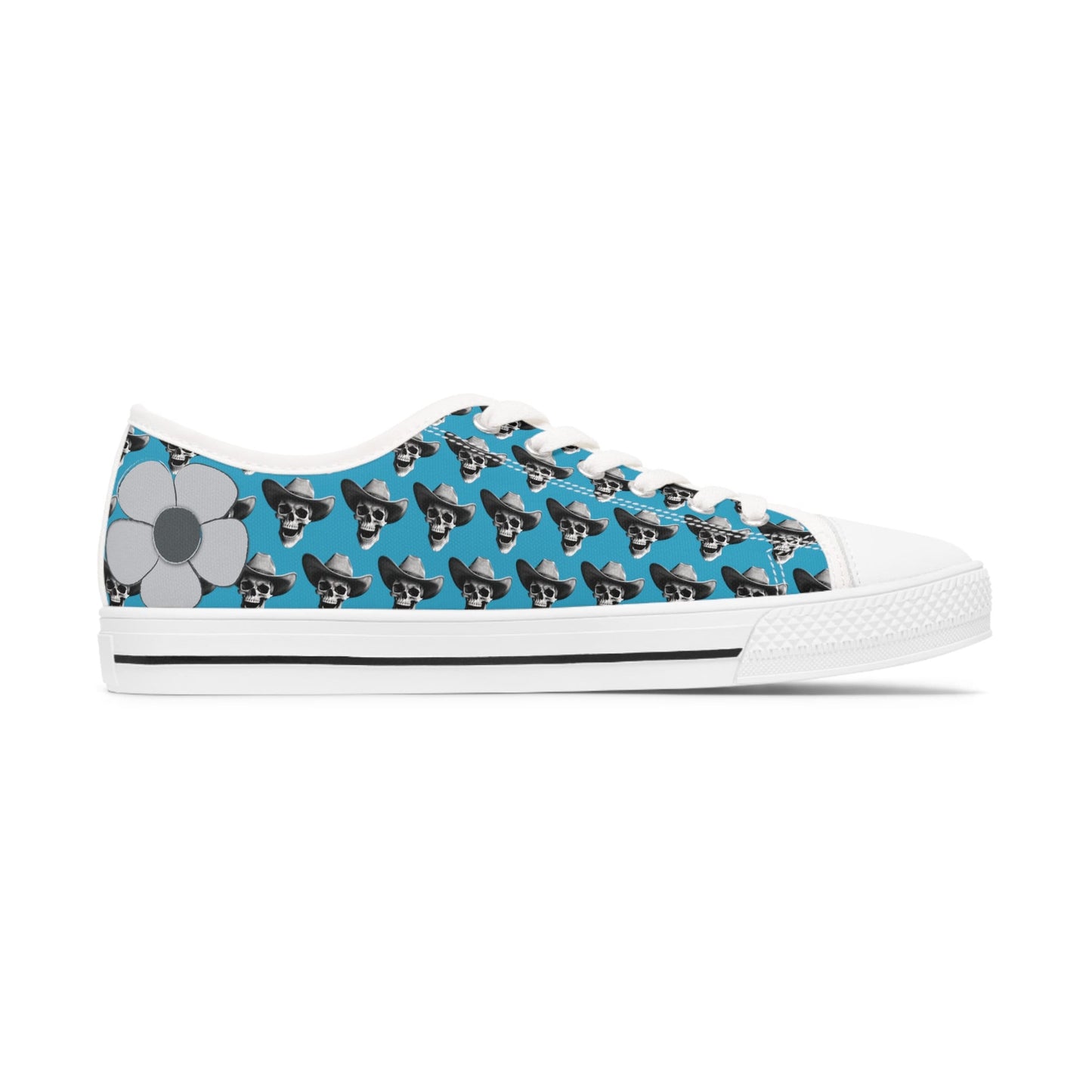 SkullDaisy Skulls Daisies Rocker Rock & Roll Women's Low Top Sneakers - Turquoise