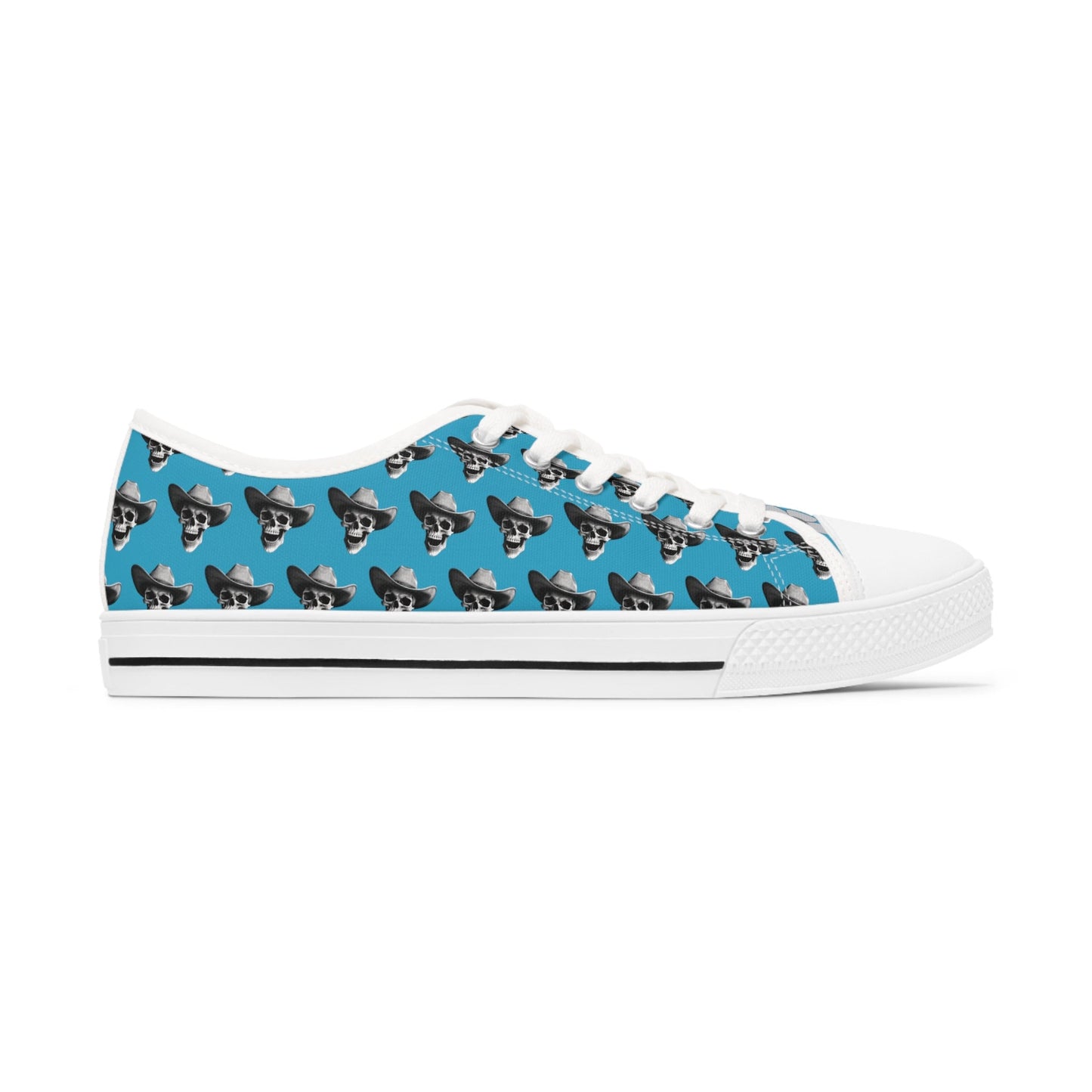 SkullDaisy Skulls Daisies Rocker Rock & Roll Women's Low Top Sneakers - Turquoise