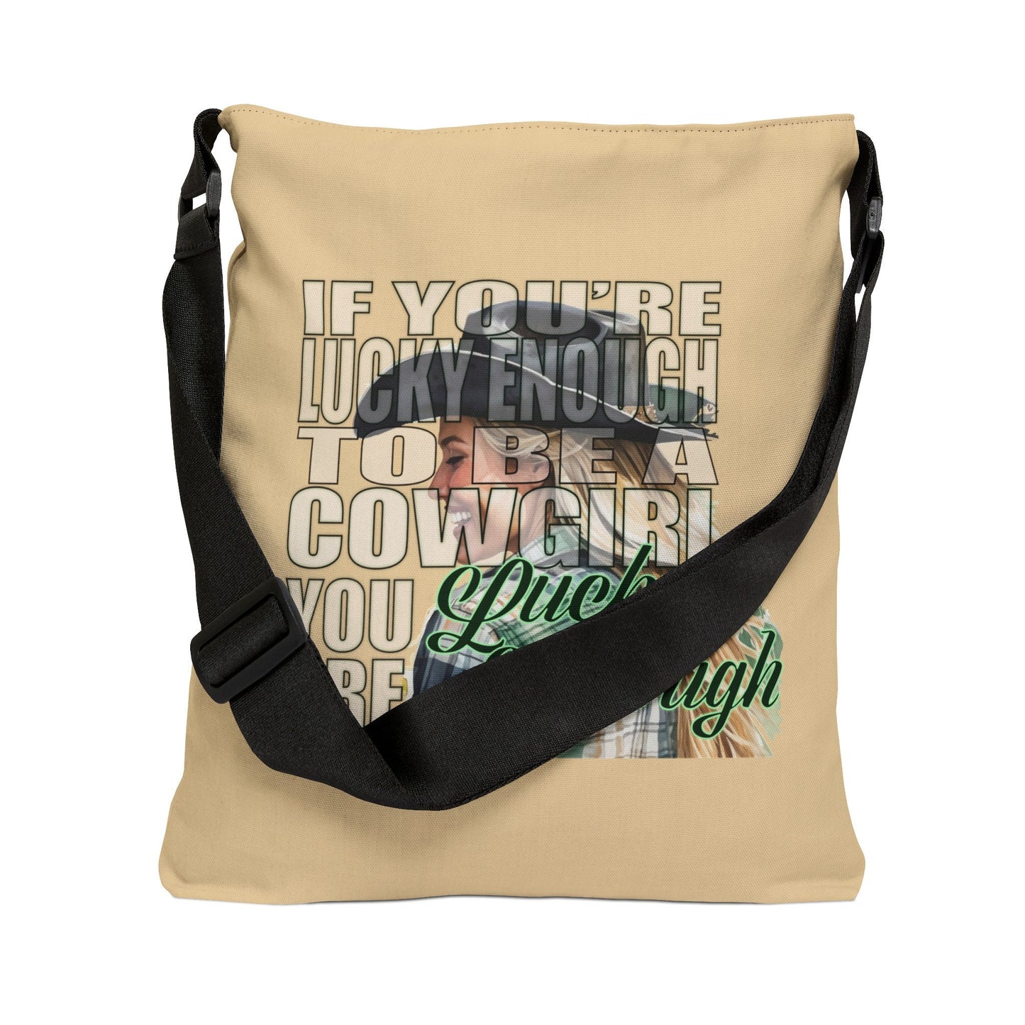 Lucky Enough to be a Cowgirl Western Rodeo Horses Gift for Cowgirl Adjustable Strap Tote Bag