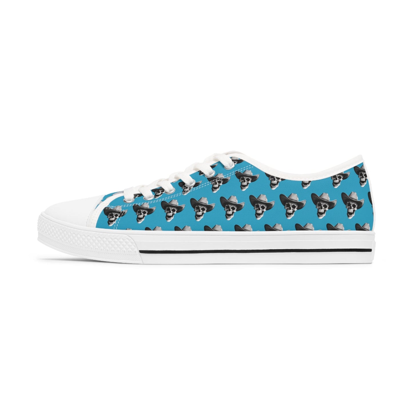 SkullDaisy Skulls Daisies Rocker Rock & Roll Women's Low Top Sneakers - Turquoise