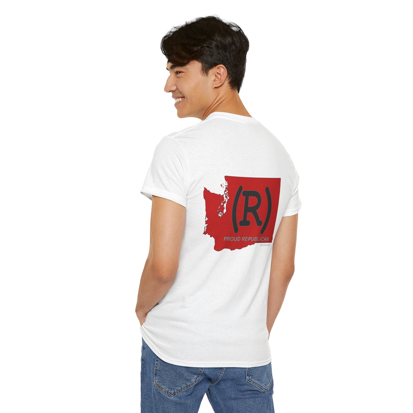 Washington Red State (R) Printed Front & Back Unisex Heavy Cotton Tee