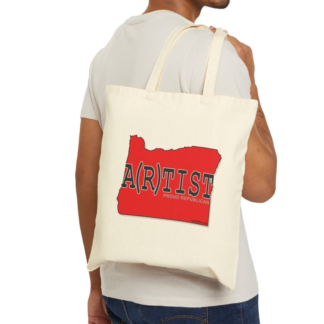 A(R)TIST Oregon Republican Red State Conservative Election 2024 Cotton Canvas Tote Bag - 2 Colors Options