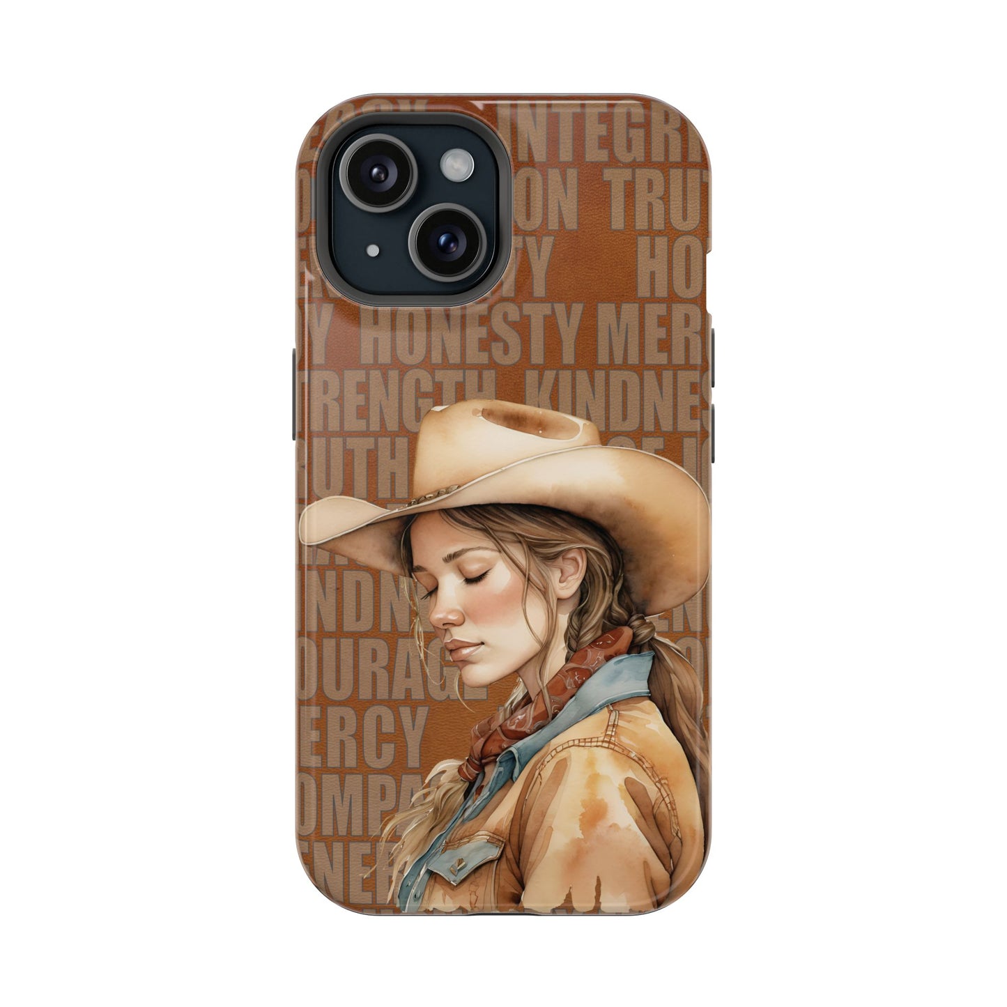 Watercolor Cowgirl Western Virtues Prayer Impact-Resistant Phone Cases