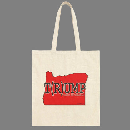 T(R)UMP Oregon Republican Red State Conservative Election 2024 Cotton Canvas Tote Bag - 2 Colors Options