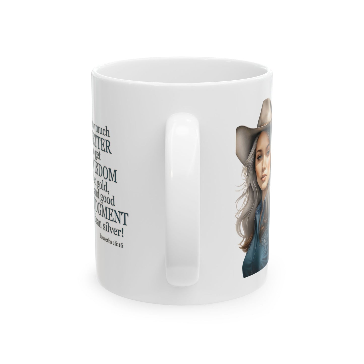 "Uplifted" Wise Cowgirl Bible Verse Spiritual Christian White Ceramic Mug - 11 oz or 15 oz