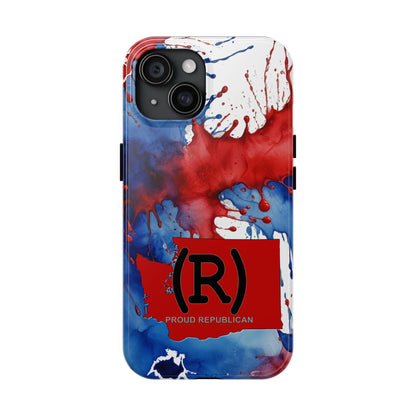 Washington Red State Red, White & Blue Splash Republican (R) Conservative Tough Phone Cases