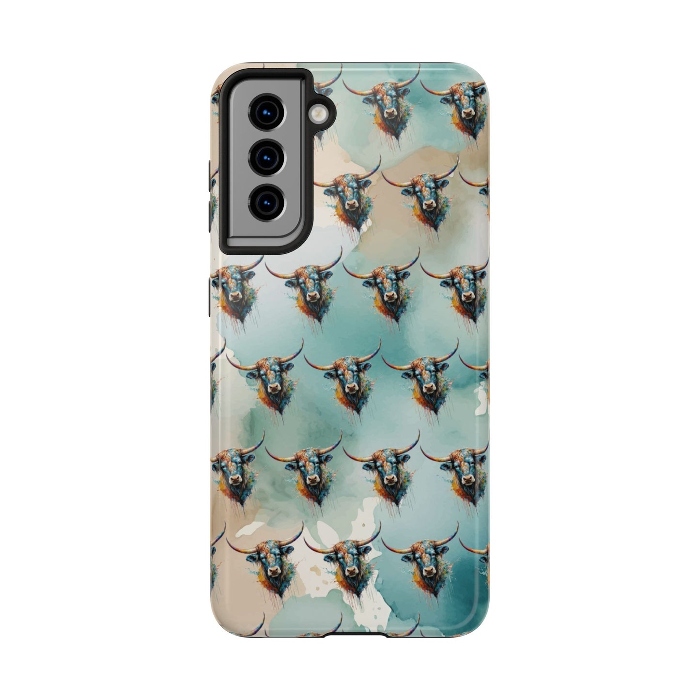 Watercolor Steer Western Cowgirl Cowboy Rodeo Impact Resistant Phone Cases - iPhone or Galaxy