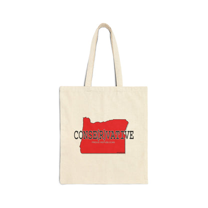 CONSE(R)VATIVE Oregon Republican Red State Conservative Election 2024 Cotton Canvas Tote Bag - 2 Colors Options