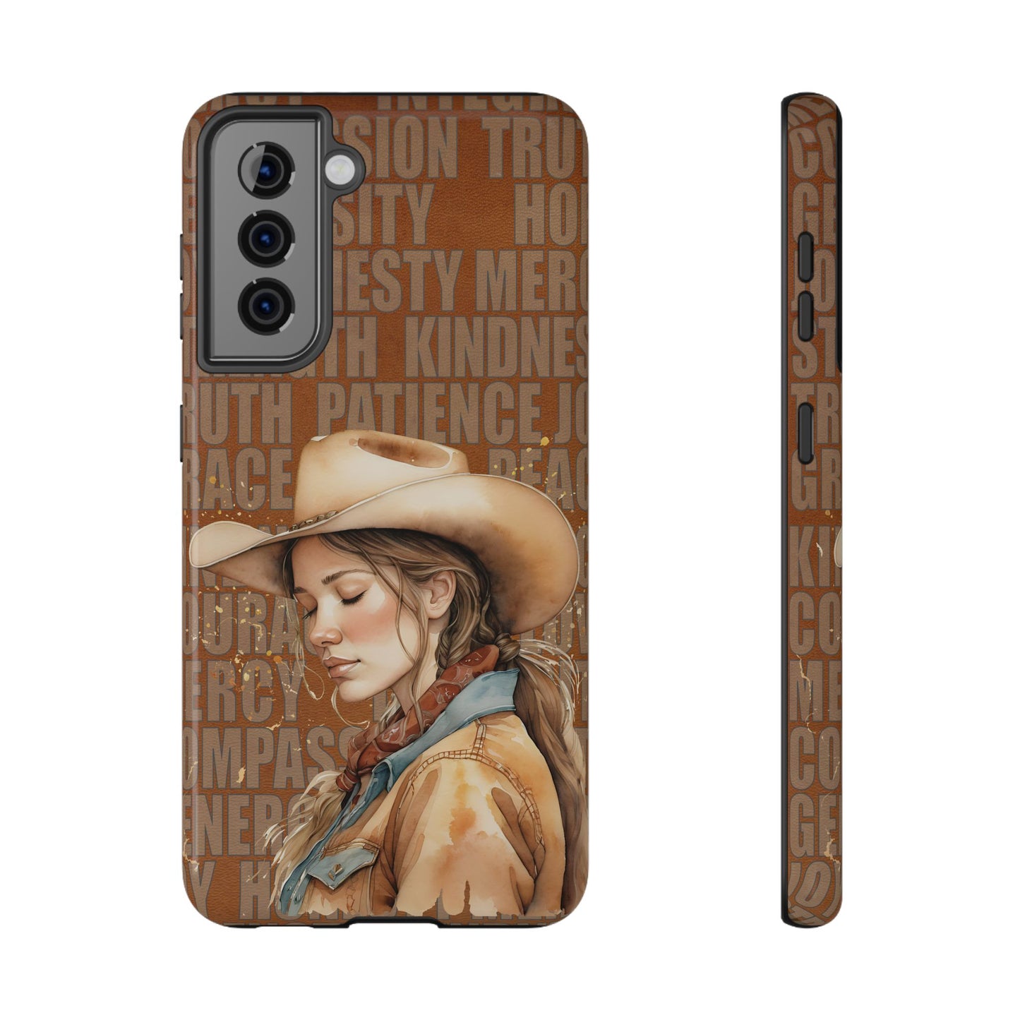 "Uplifted" Watercolor Cowgirl Western Virtues Prayer Impact-Resistant Phone Cases