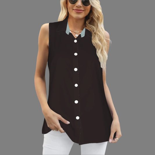 Russet Cowgirl - Jet Black - Button Front Sleeveless