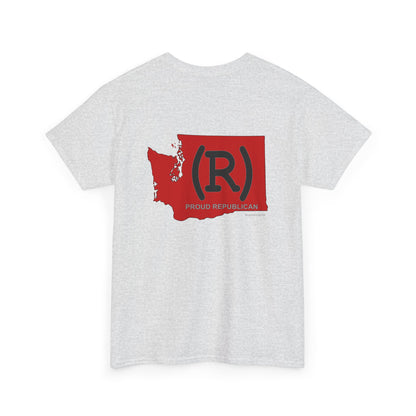 Washington Red State (R) Printed Front & Back Unisex Heavy Cotton Tee