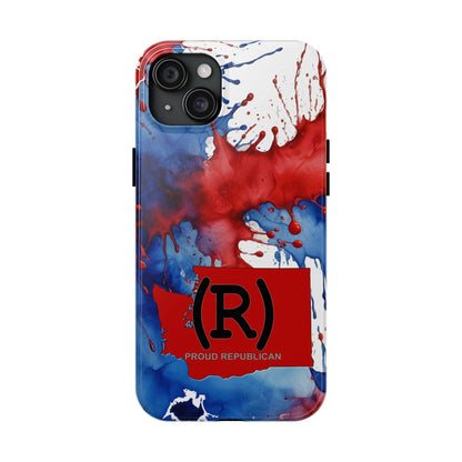 Washington Red State Red, White & Blue Splash Republican (R) Conservative Tough Phone Cases